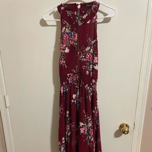 Wine floral formal dress
